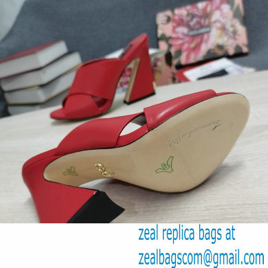Dolce  &  Gabbana Heel 11cm Mules Calfskin Red with Geometric Heel 2022